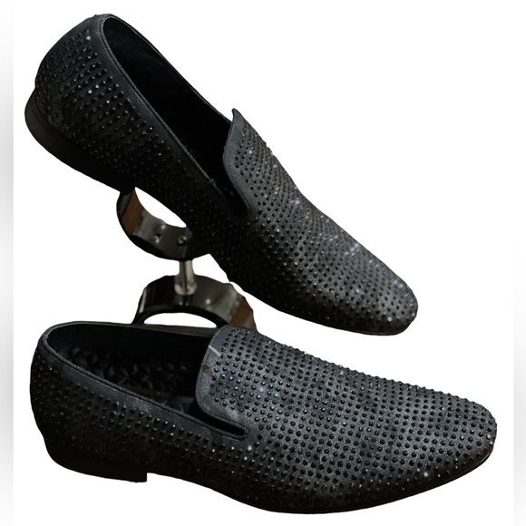 STEVE MADDEN Caviar Black Rhinestone Loafers Slip-On Men’s Size 11.5 - Picture 10 of 13